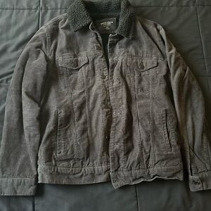 Men's Charcoal Corduroy Sherpa Collar Jacket